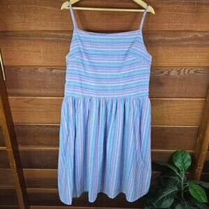 GAP Womens Square Neck Blue Stripe Mini Sundress XL Tall Coastal Fisherman Prep